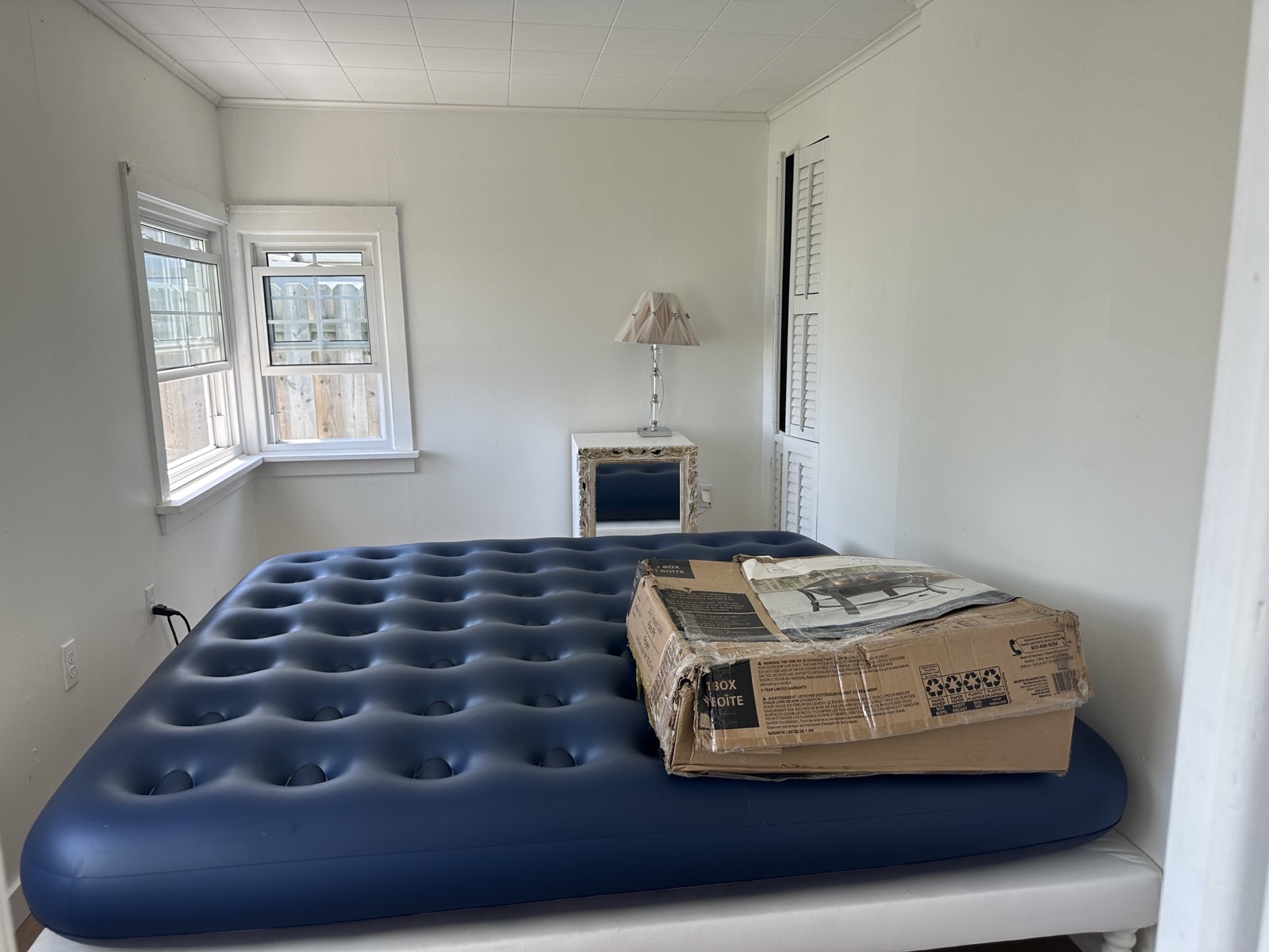 Bedroom before, an air mattress on the floor