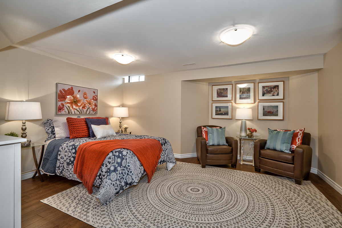 Basement bedroom after, restyled